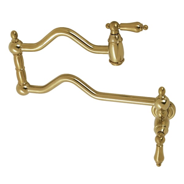 KS2107AL Heritage Wall Mount Pot Filler, Brushed Brass